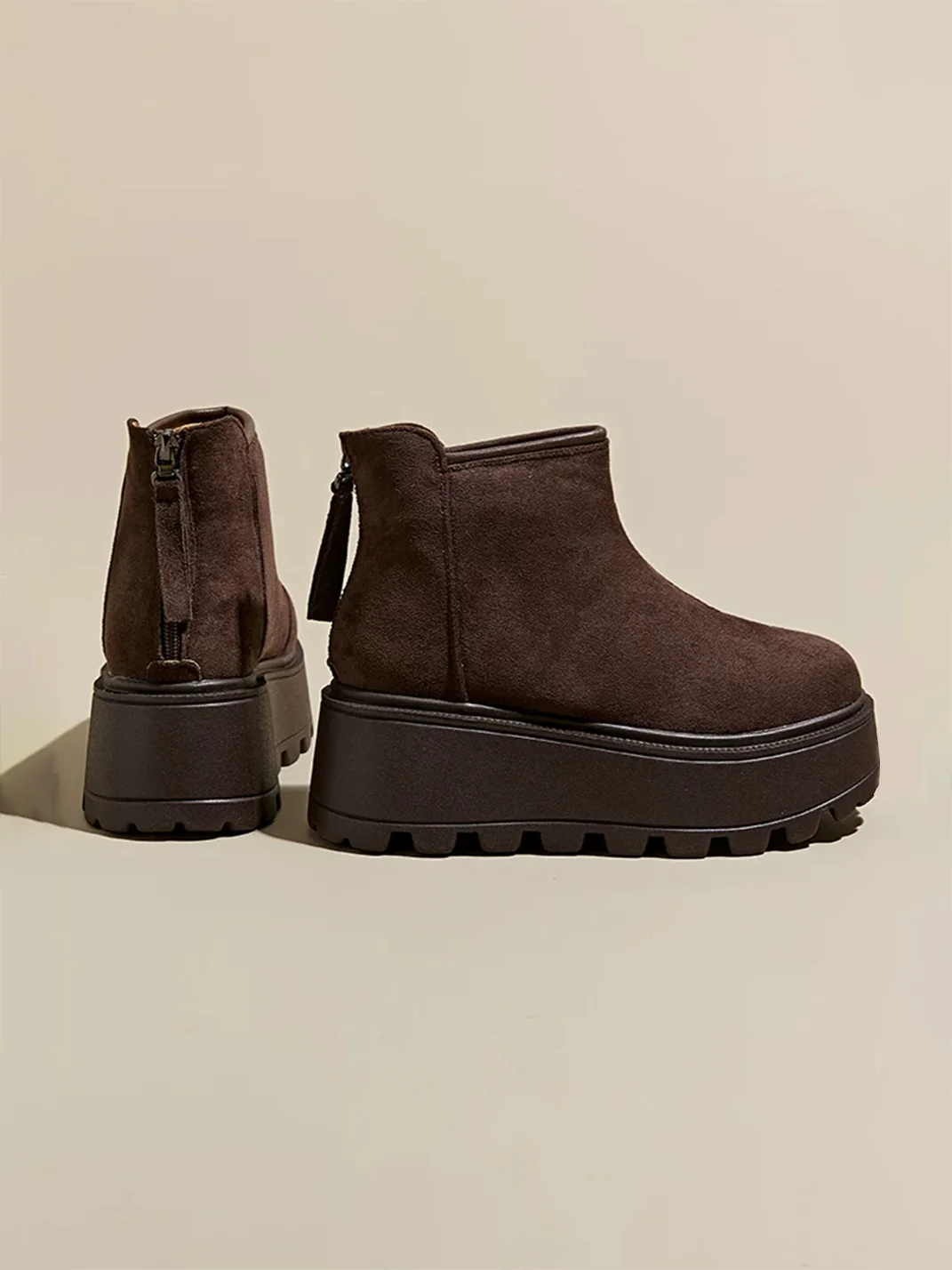 GRACEPANDA | Fleece-Lined Platform Ankle Snow Boots