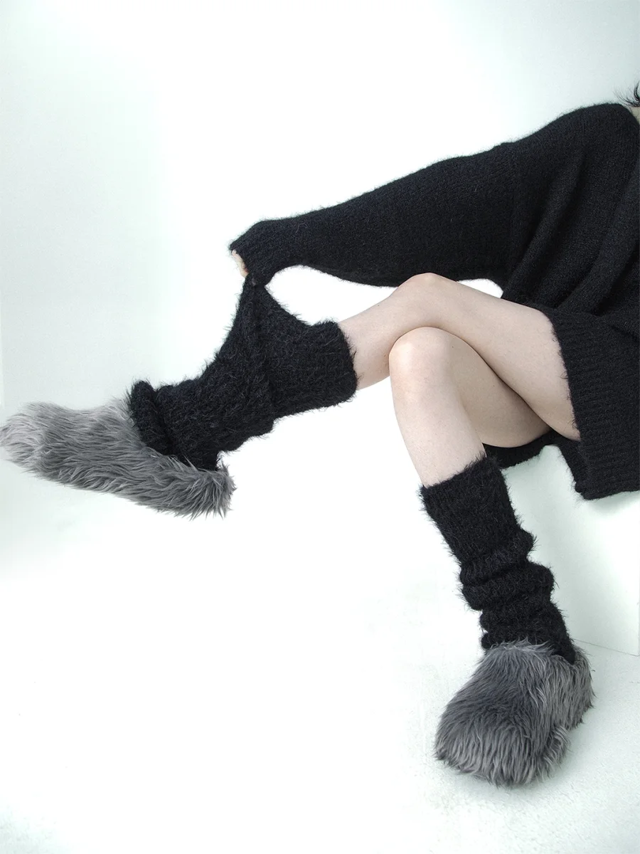 SS2L | Solid Color Plush Knit Slouchy Leg Warmers - 4