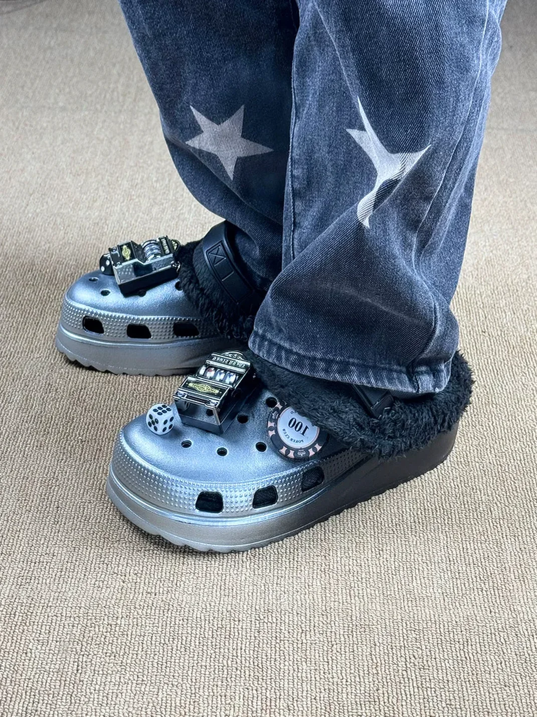 UNFAIR | Game Machine Plush-Lined Platform Clog Slippers