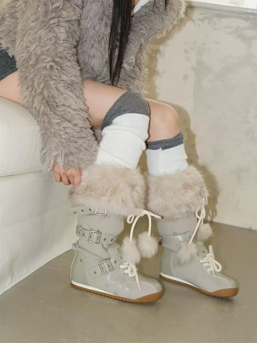 Mollynne | Plush-Trimmed Thick-Sole Knee-High Snow Boots - 2