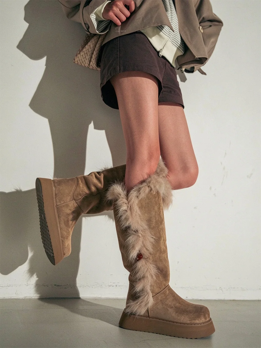 MIAOLV | Plush-Trim Tall Platform Snow Boots