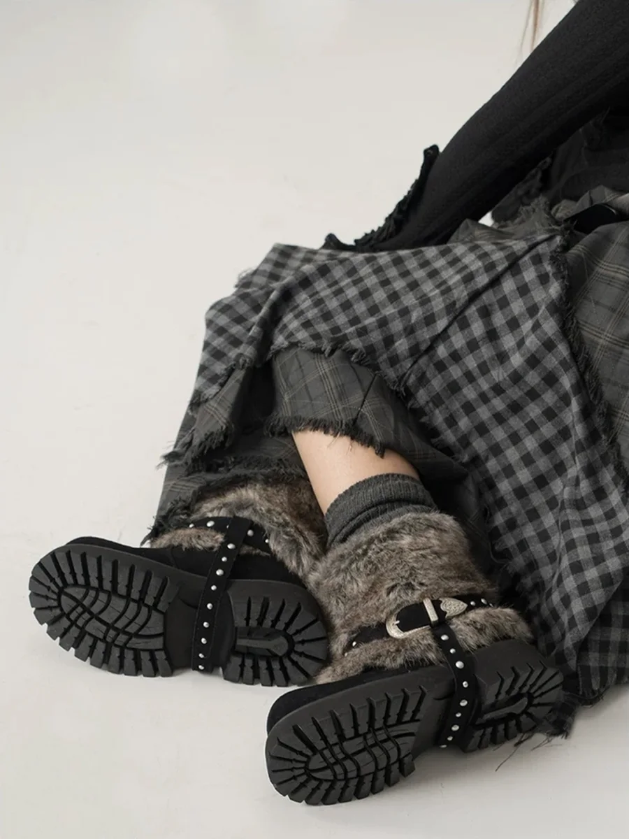 Mule Donkey | Plush-Lined Platform Ankle Snow Boots - 4