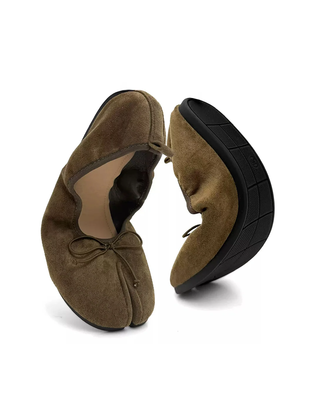 Abstract garden | Suede Split-Toe Bow Flats