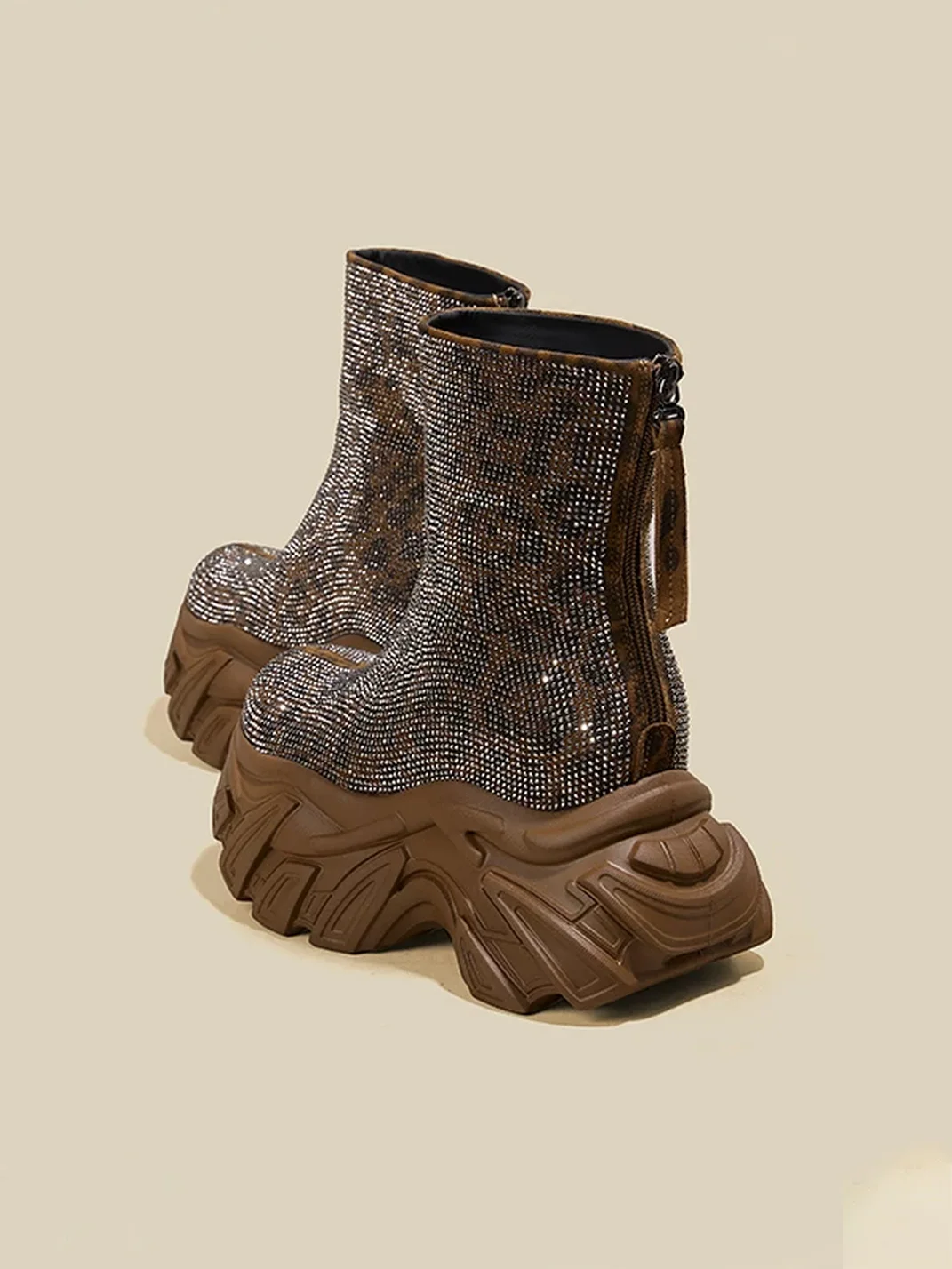 GRACEPANDA | Leopard Print Platform Ankle Boots