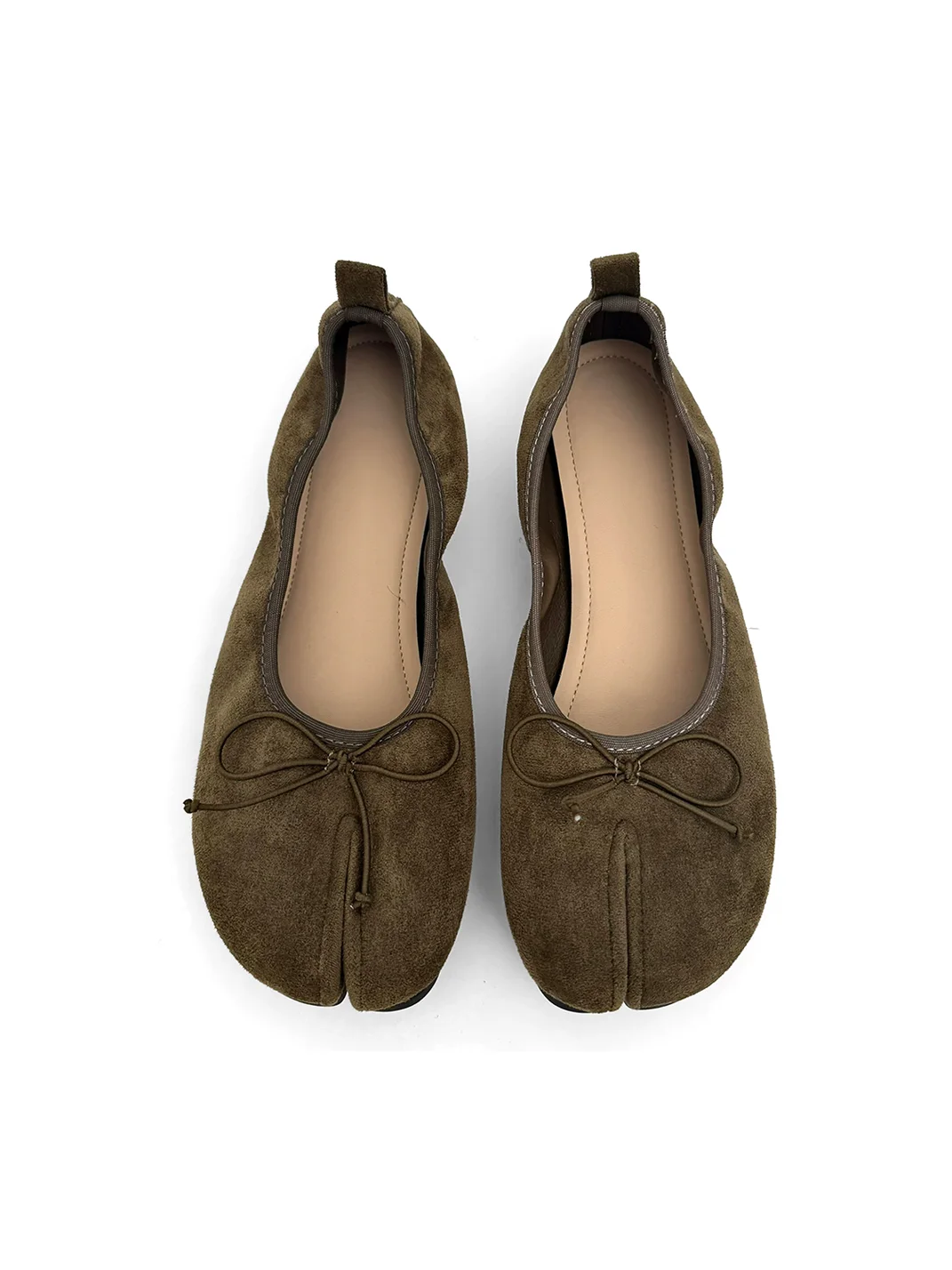 Abstract garden | Suede Split-Toe Bow Flats