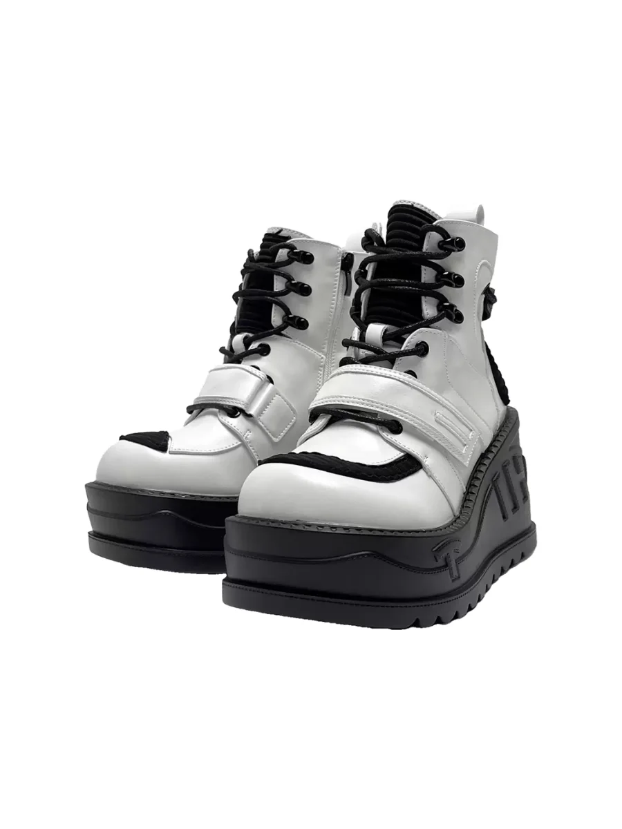 Mibvias | Colorblock Round Toe Platform Ankle Boots - 2