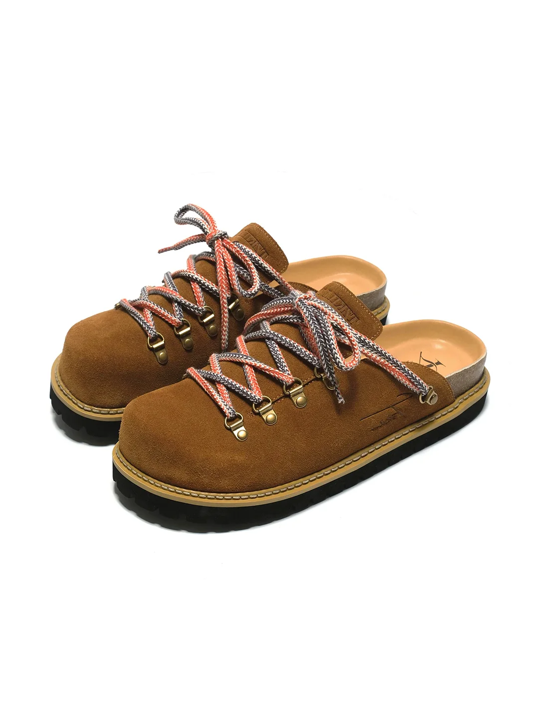 TZ killer | Suede Closed-Toe Mules With Multicolored Laces