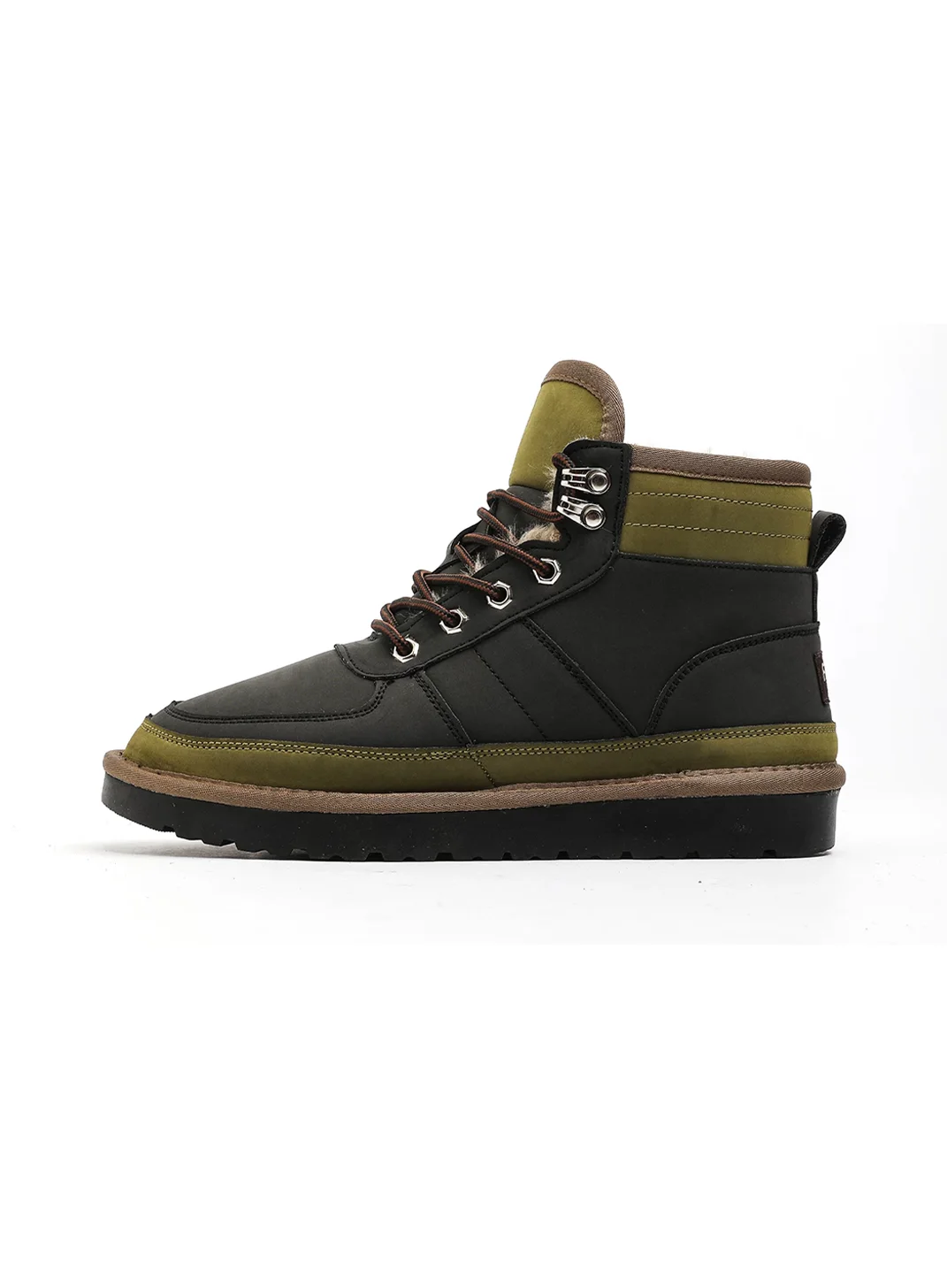 UenoPlanet | Colorblock Lace-Up Plush-Lined Snow Boots
