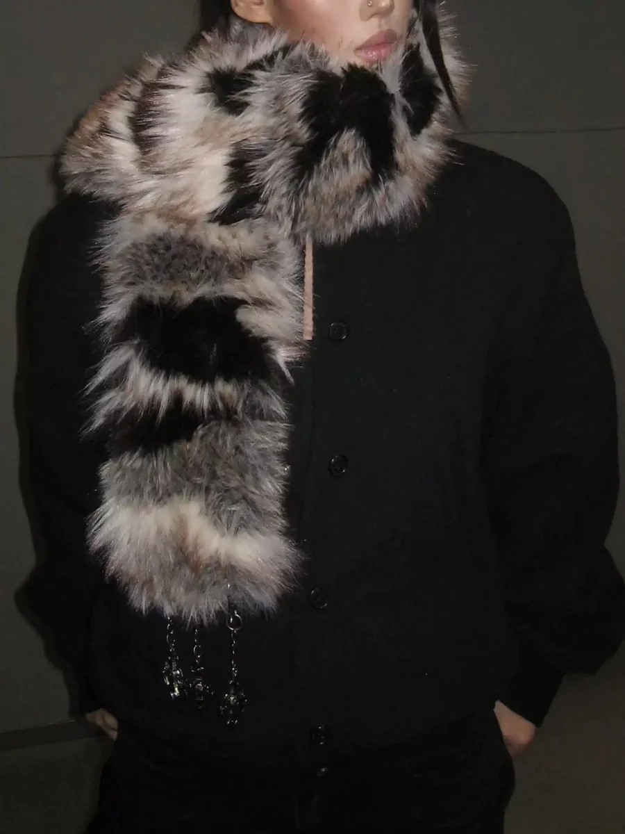TZ killer | Leopard Print Faux Fur Scarf - 4