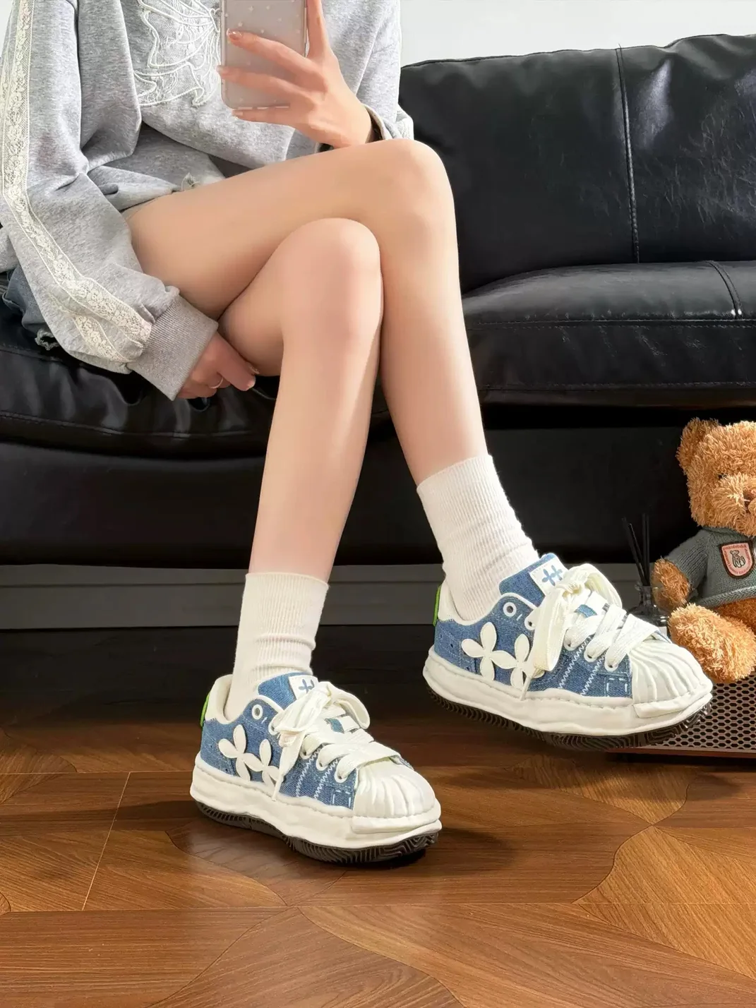 MQMS | Irregular Low-Top Black Sneakers