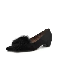 Abstract garden | Pointed Toe Fur Trim Hidden Wedge Shoes