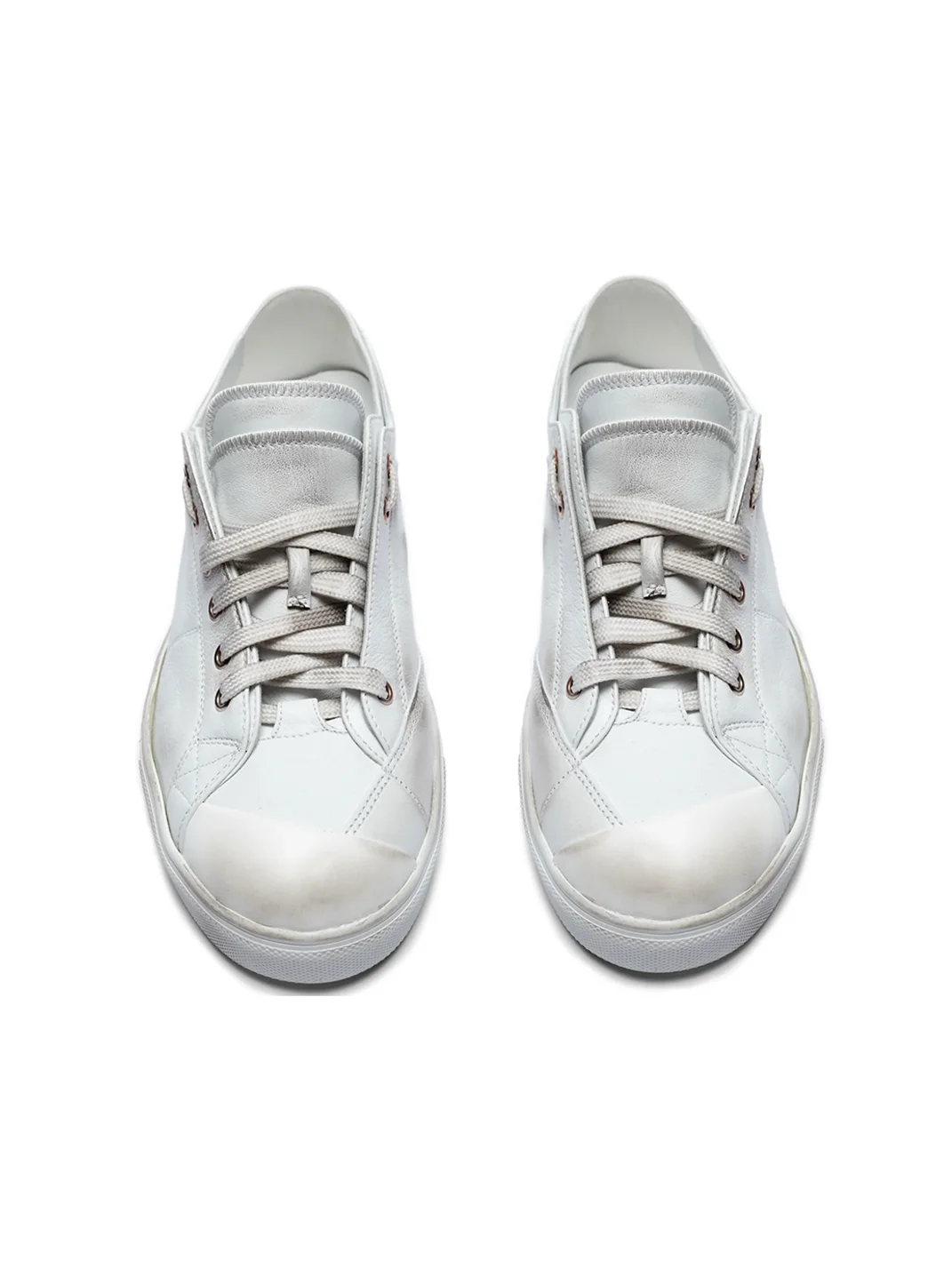 VOWPROGRESS | Washed Double-Layer Shaped-Toe Canvas Denim Vulcanized Sneakers