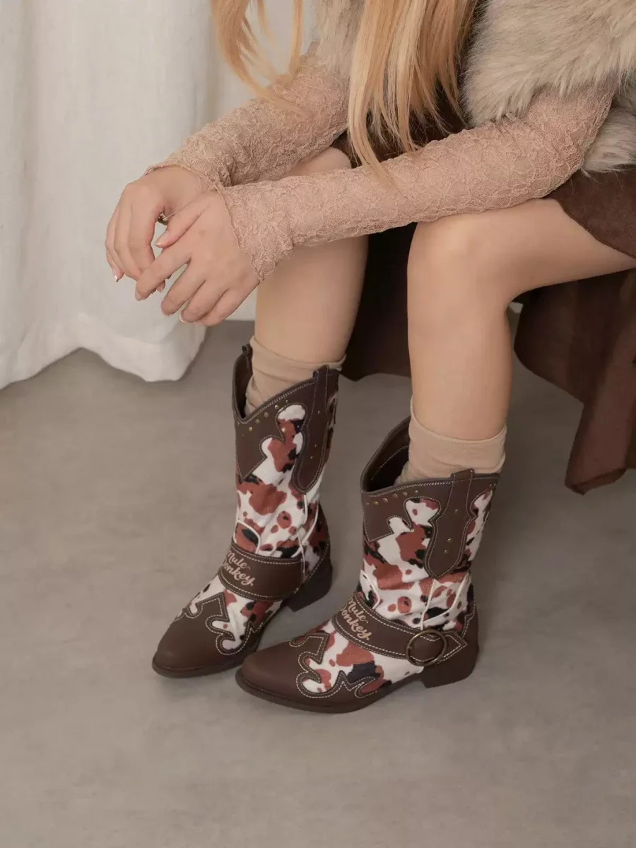 Mule Donkey | Brown Buckle Strap Western Boots - 3