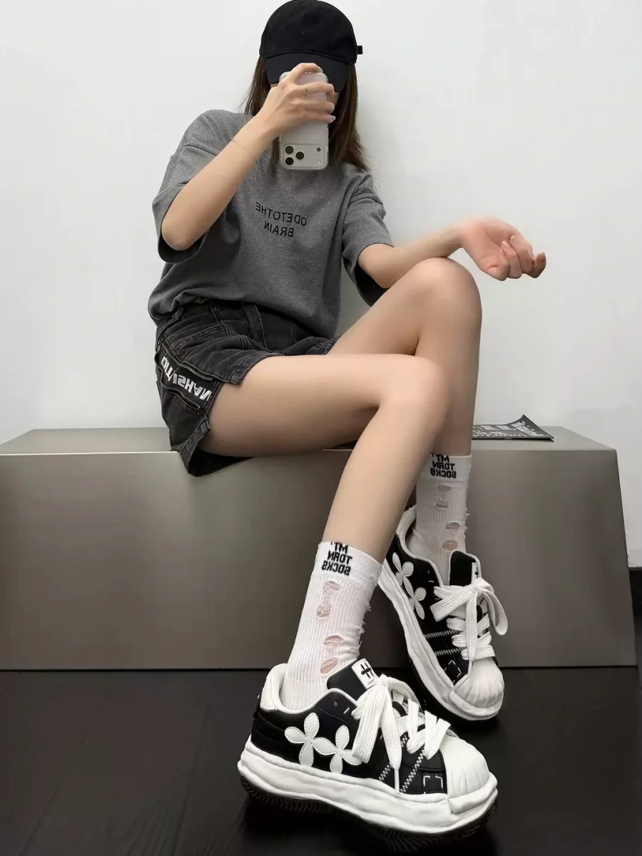 MQMS | Irregular Low-Top Black Sneakers - 3