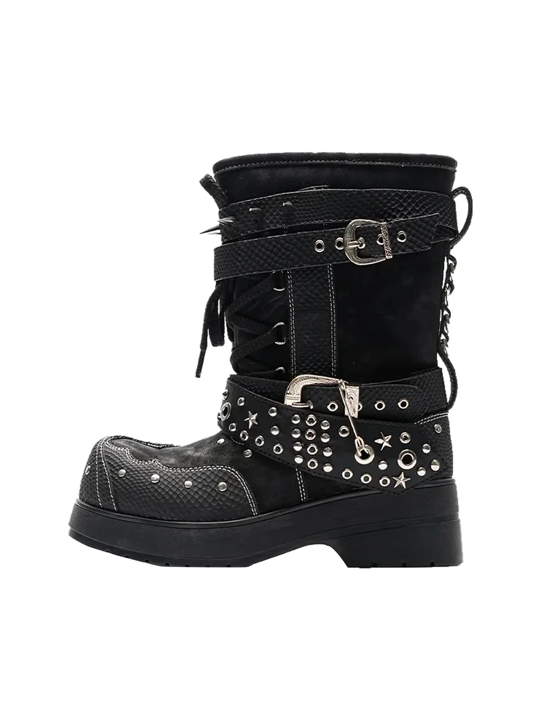 Mule Donkey | Western Plush-Lined Platform Ankle Boots