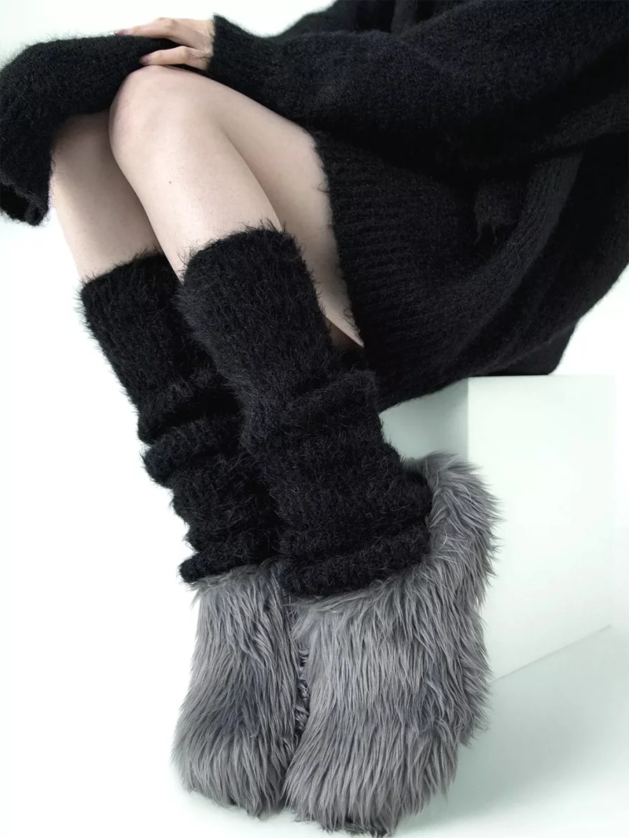 SS2L | Solid Color Plush Knit Slouchy Leg Warmers - 2