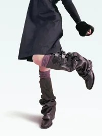 MXBNX | Distressed Slouchy Chunky Heel Buckle Tall Boots