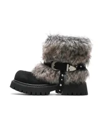 Mule Donkey | Plush-Lined Platform Ankle Snow Boots