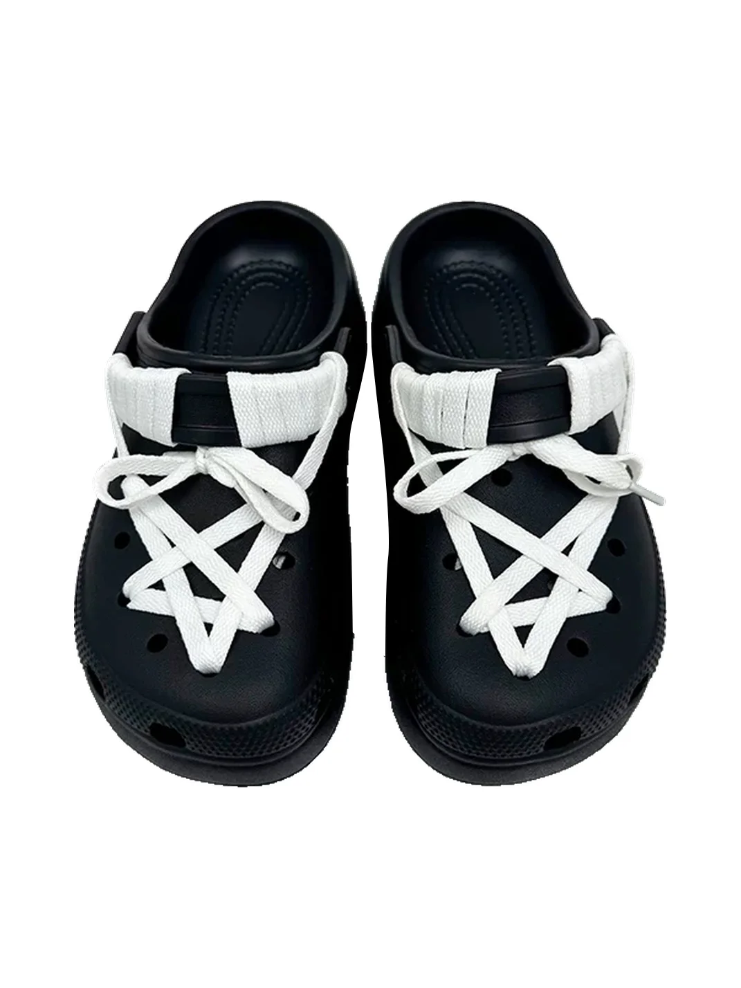 UNFAIR | Lace-Up Closed-Toe Platform Clog Slippers