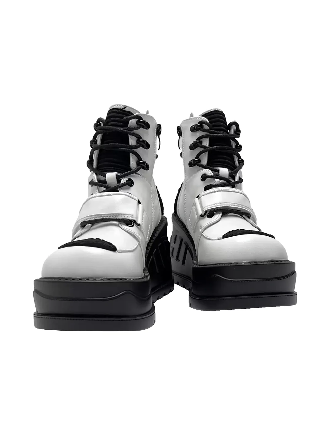 Mibvias | Colorblock Round Toe Platform Ankle Boots