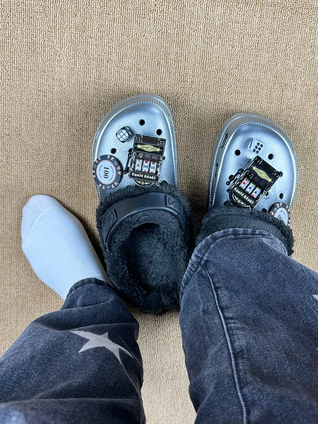 UNFAIR | Game Machine Plush-Lined Platform Clog Slippers
