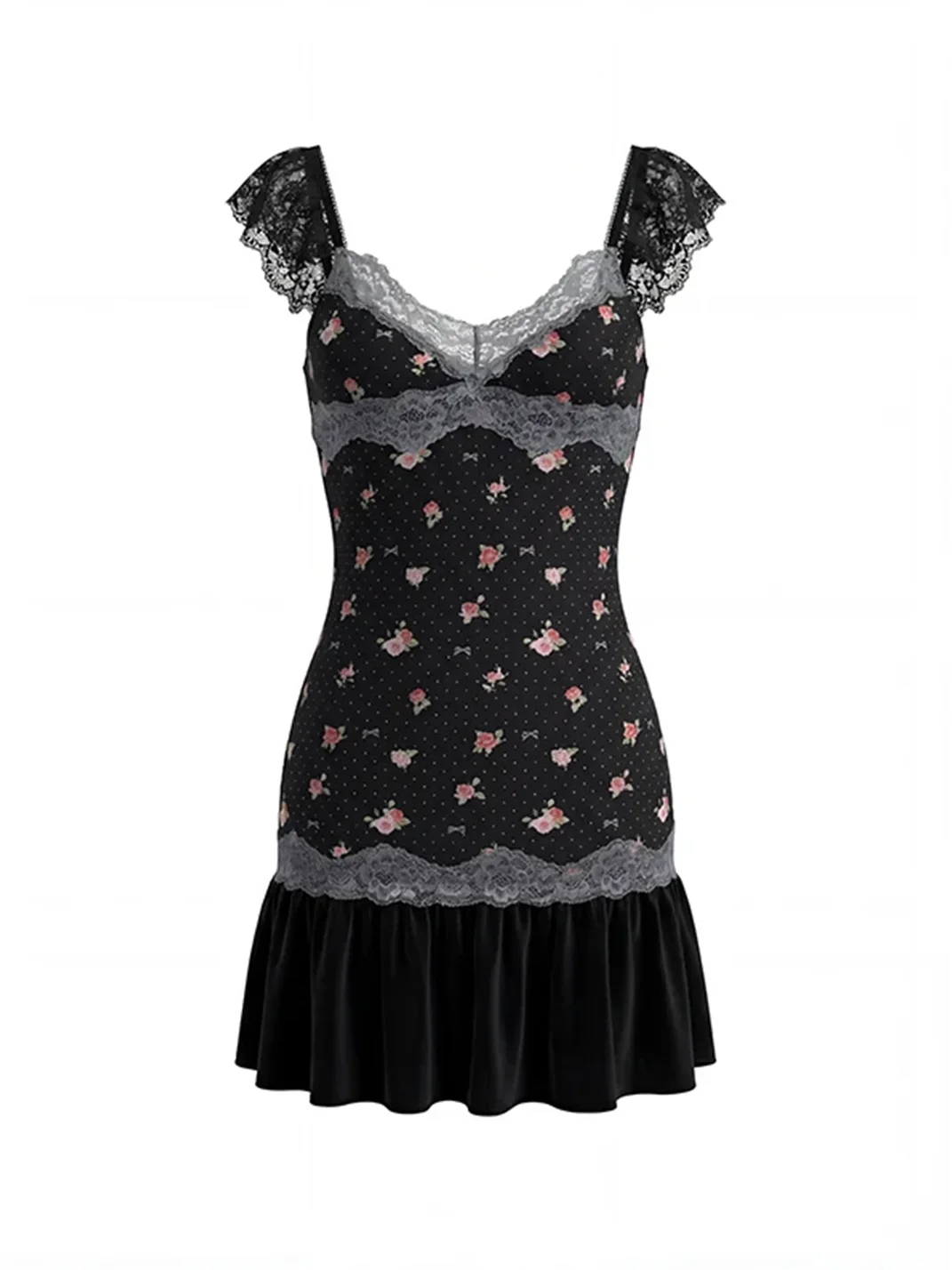 UNIVERSE | Floral Lace Flutter Sleeve Fitted Dress