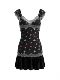 UNIVERSE | Floral Lace Flutter Sleeve Fitted Dress