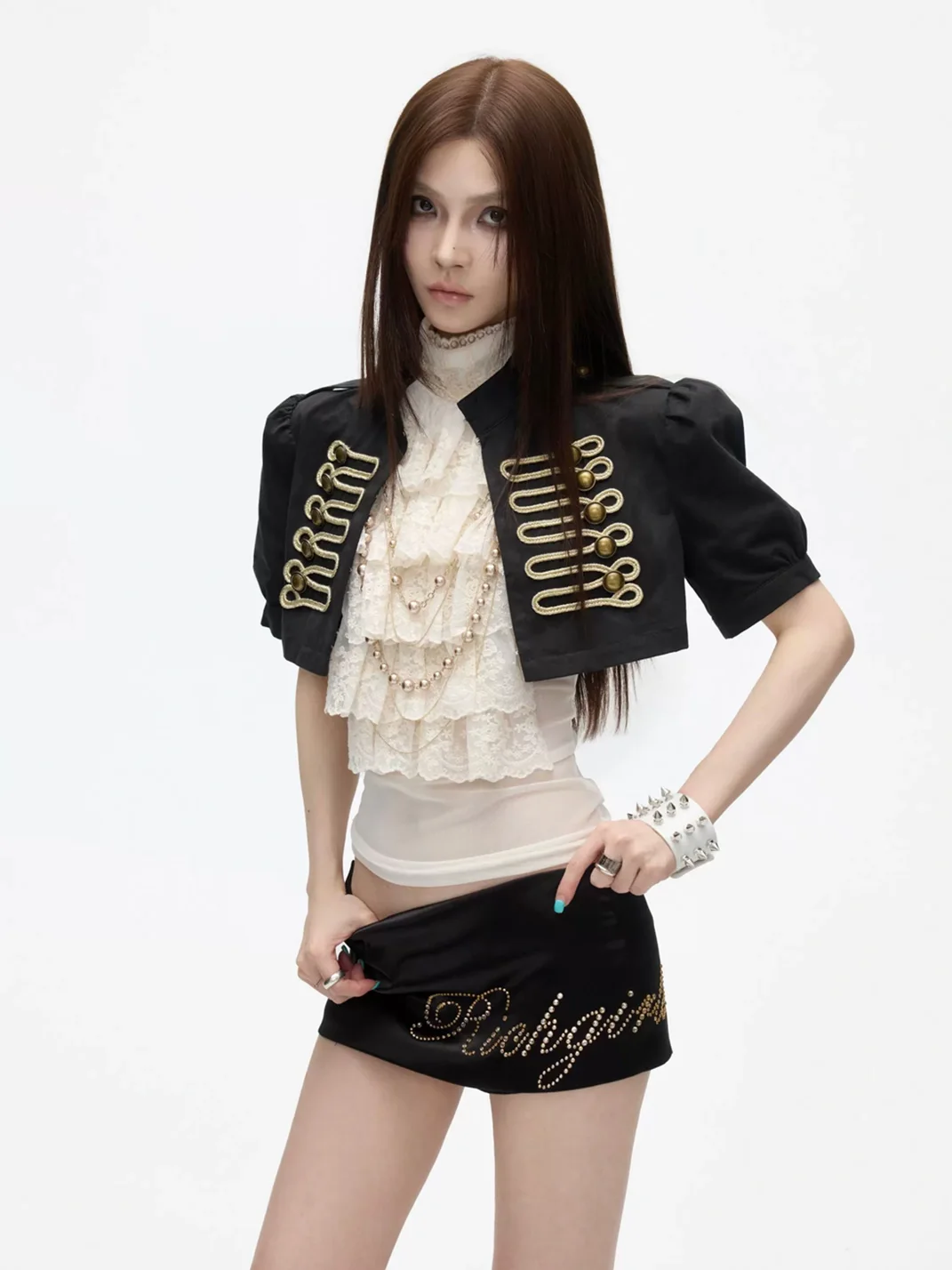 Common in 0120 | Cropped Double-Breasted Braided Military Jacket