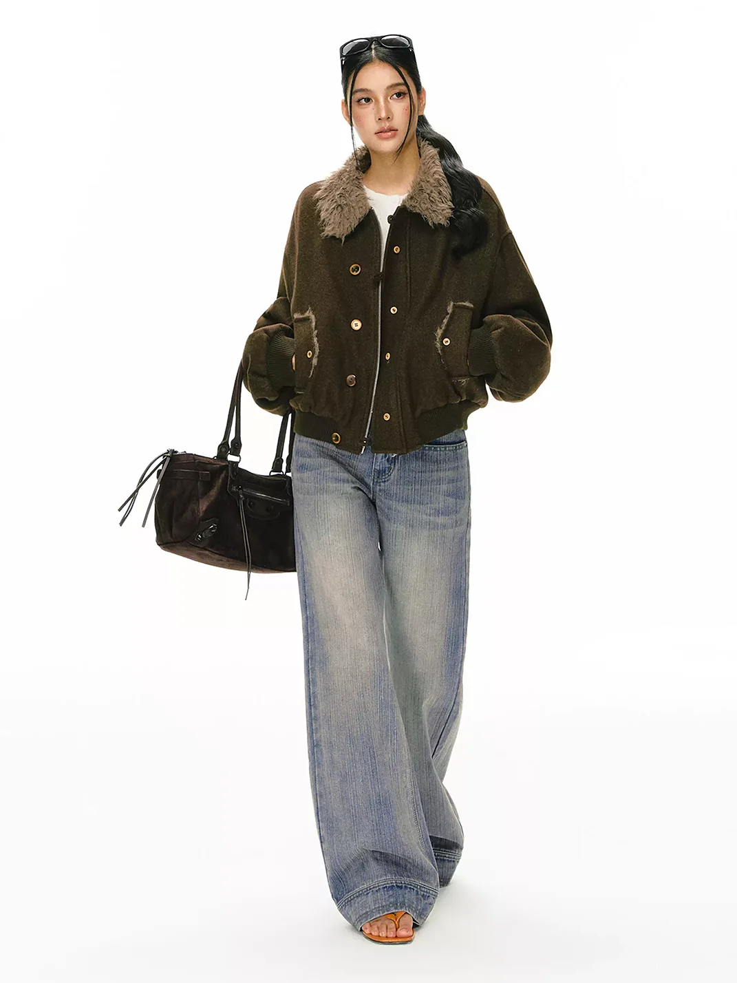 ARISEISM | Loose Low-Rise Washed Jeans