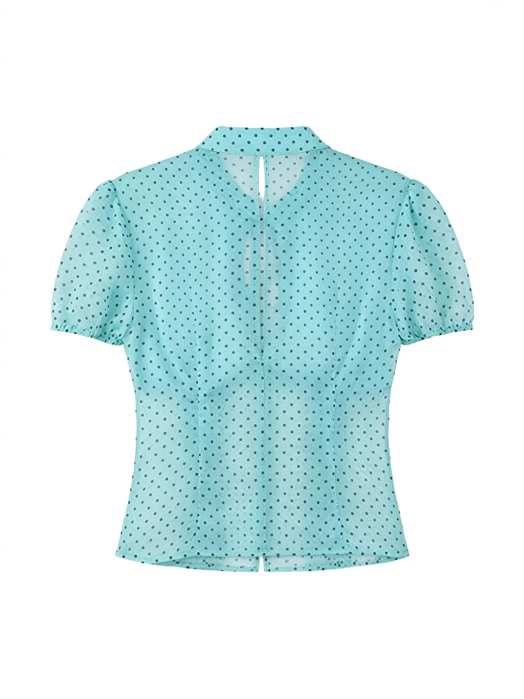 Common in 0120 | Polka Dot Tie-Neck Fitted Puff Sleeve Shirt