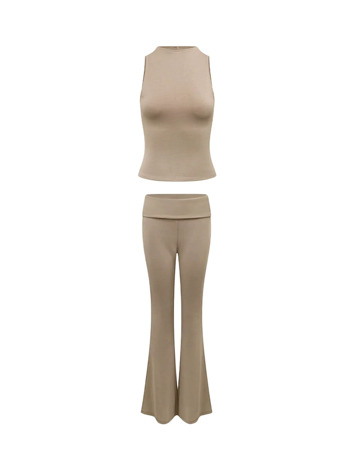 ARISEISM | Solid Slim Fit Tank And Pants Set