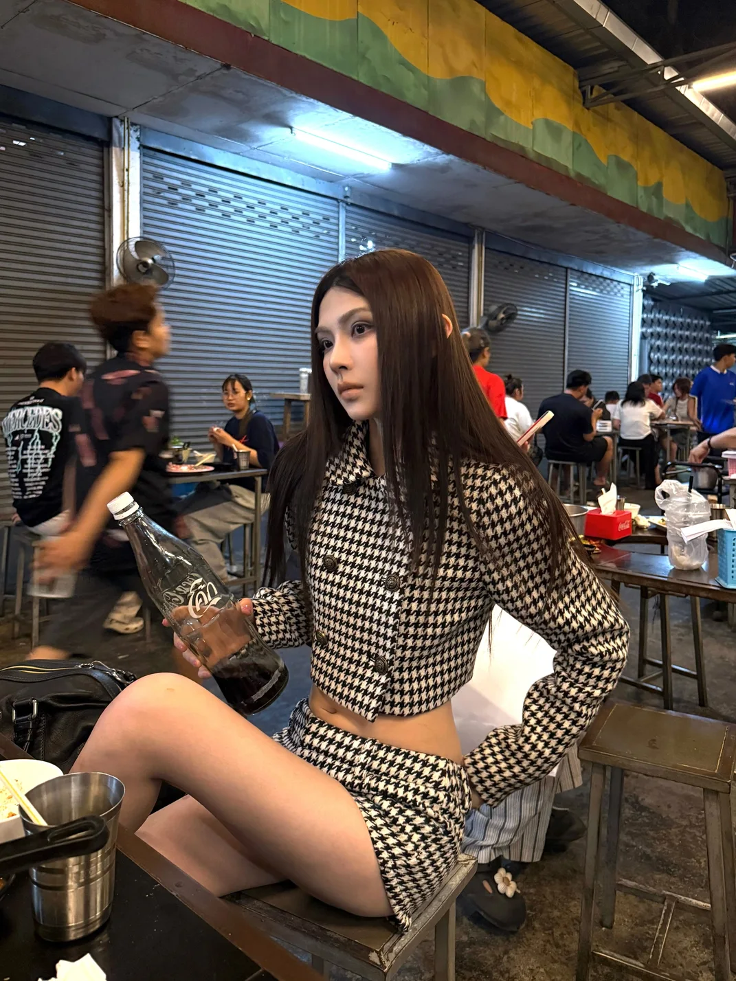 Common in 0120 | Houndstooth Cropped Jacket And Low-Rise Shorts Set