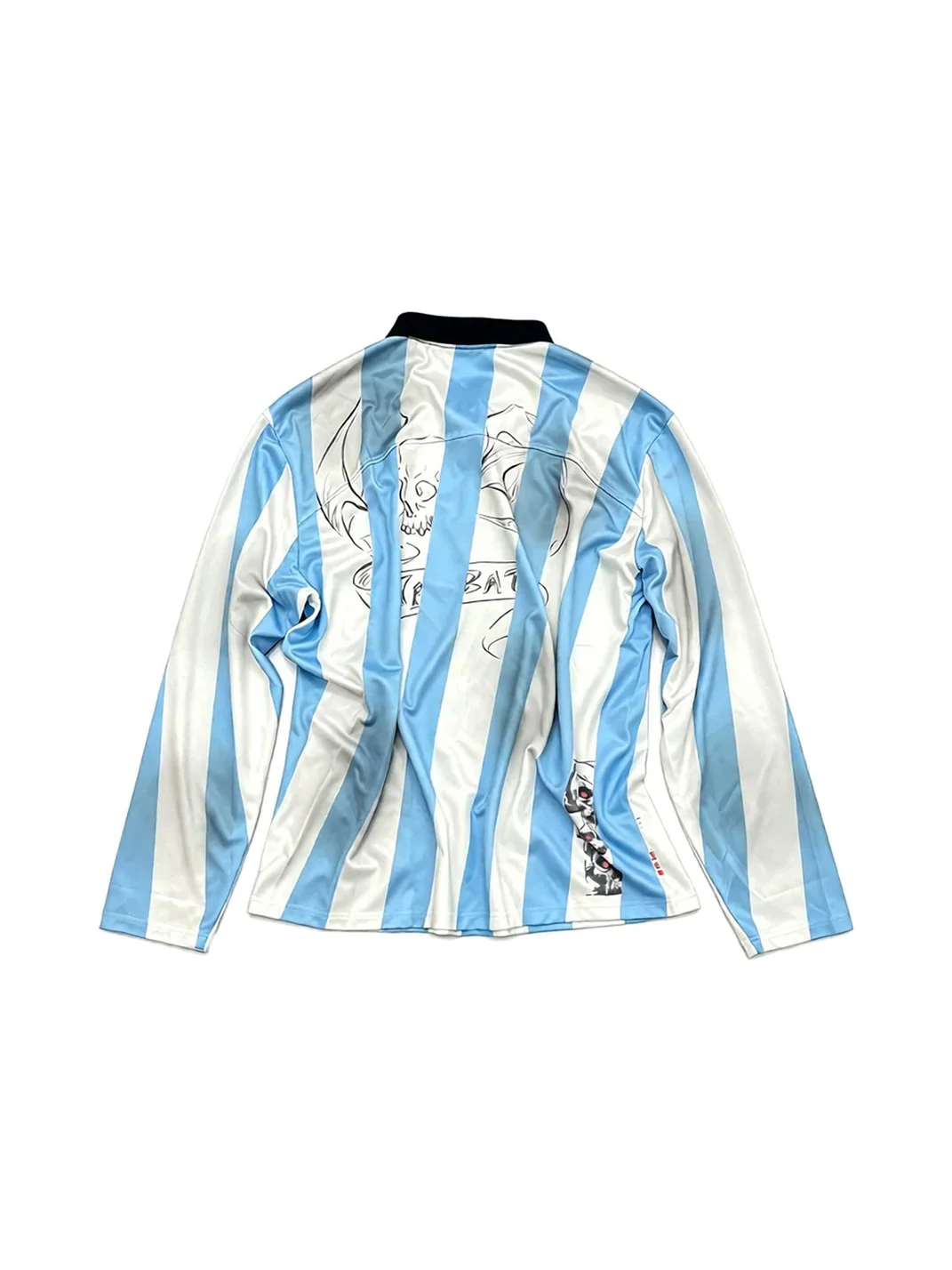 LuuuCam | Skull Print Striped Long Sleeve Polo Shirt