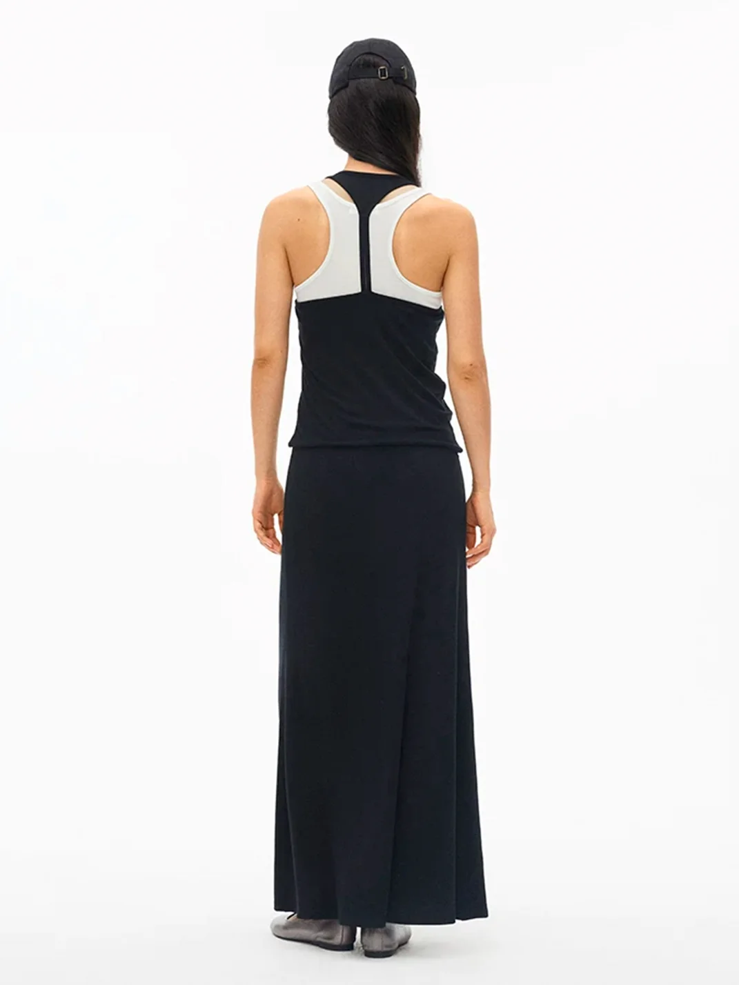 ACSENSE STUDIO | Slim-Fit Faux Two-Piece U-Neck Tank Dress