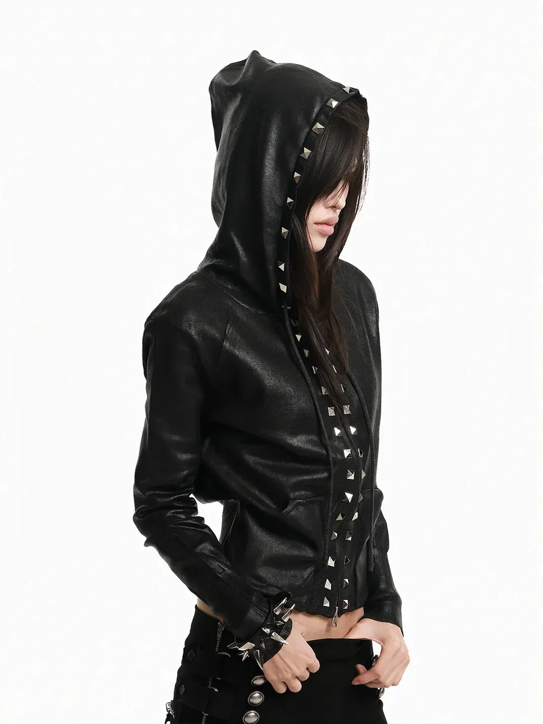 Rebrllion | Waxed Studded Slim-Fit Knit Sweater