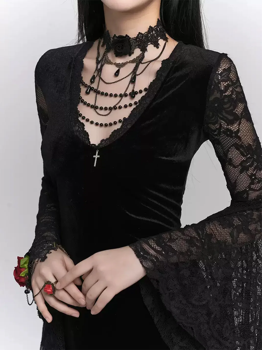 LADYGHOST | Black Gothic Medieval Maxi Dress