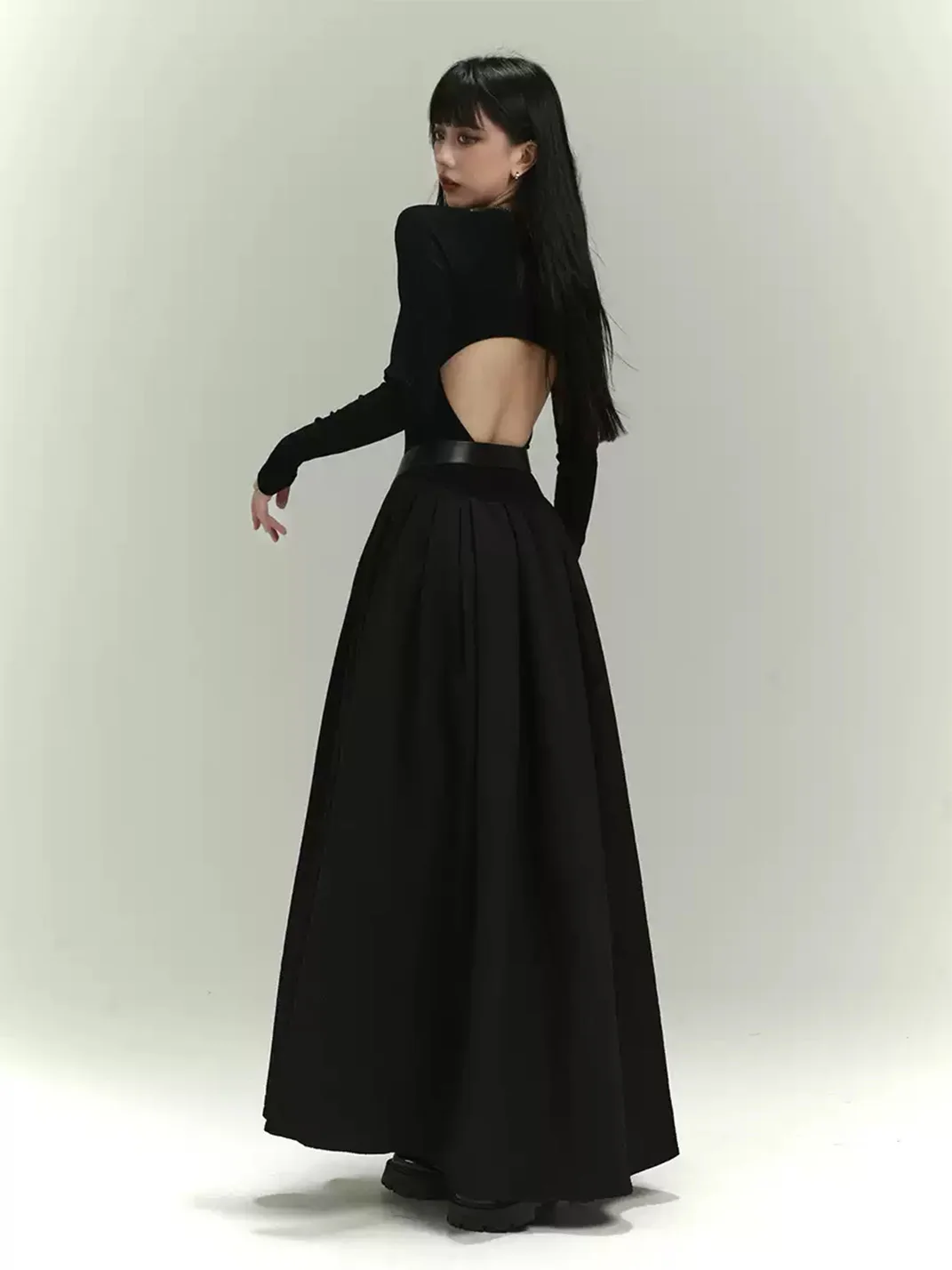 LADYGHOST | Black Gothic Full-Skirt Maxi Dress