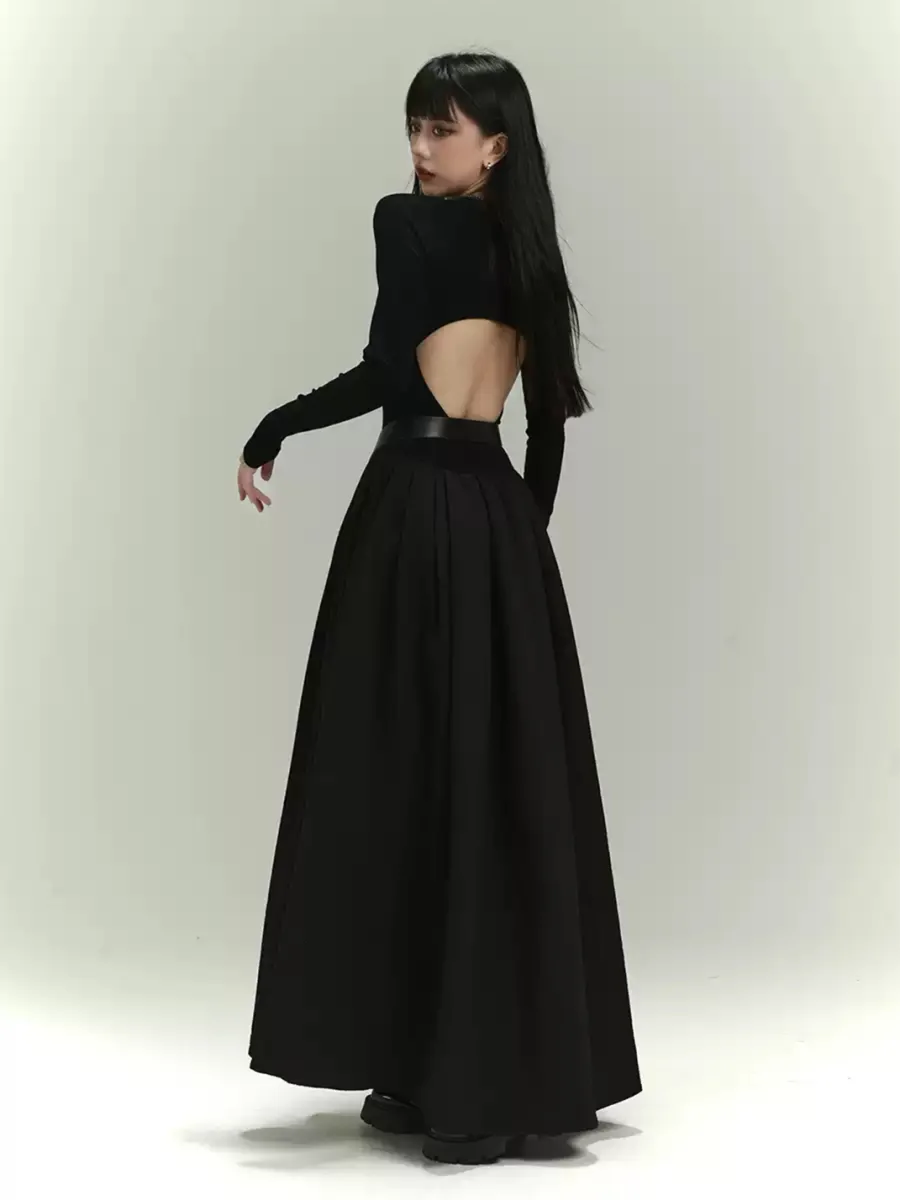 LADYGHOST | Black Gothic Full-Skirt Maxi Dress - 2