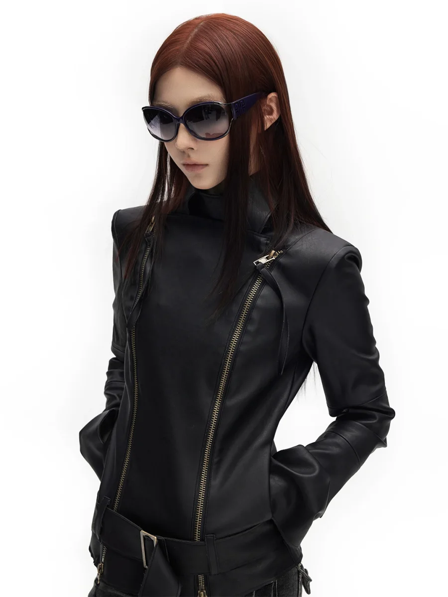 Common in 0120 | Vintage Two-Way Zip Faux Leather Jacket - 2