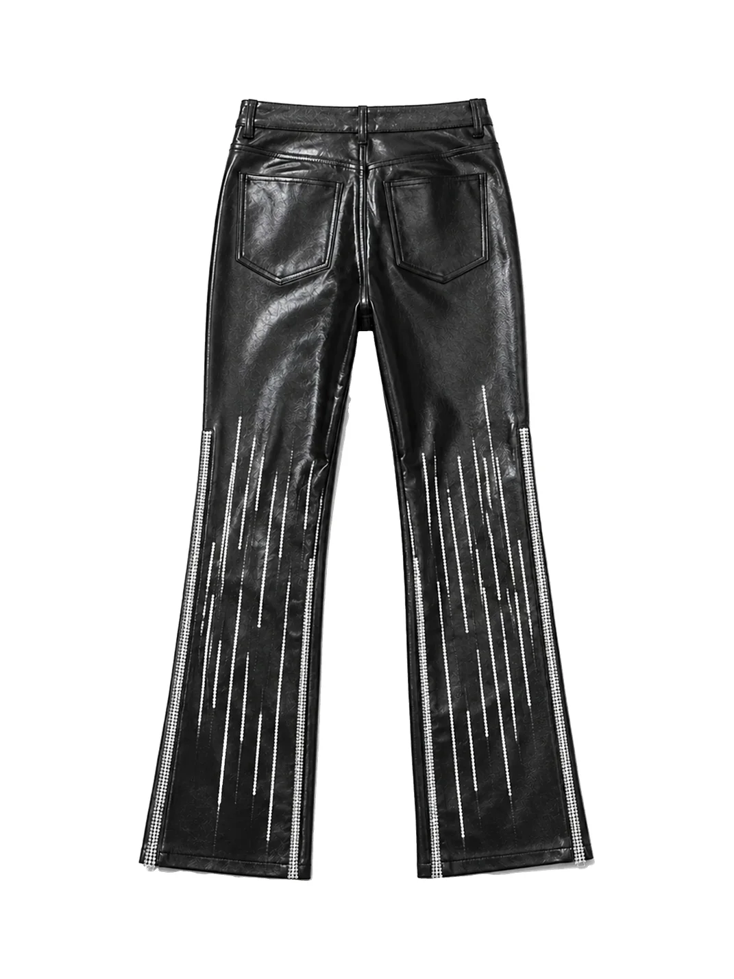 PAIKI | Sequin-Embroidered Slim-Fit Straight-Leg Faux Leather Pants
