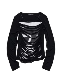 STARTEXCEEDEND | Distressed Portrait Print Long Sleeve T-Shirt