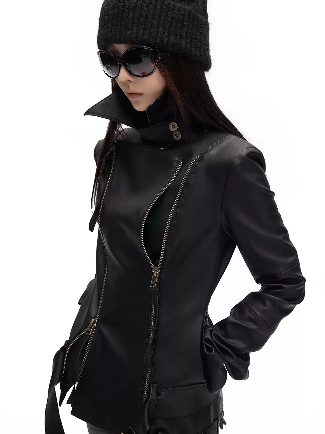 Common in 0120 | Vintage Two-Way Zip Faux Leather Jacket