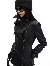 Common in 0120 | Vintage Two-Way Zip Faux Leather Jacket