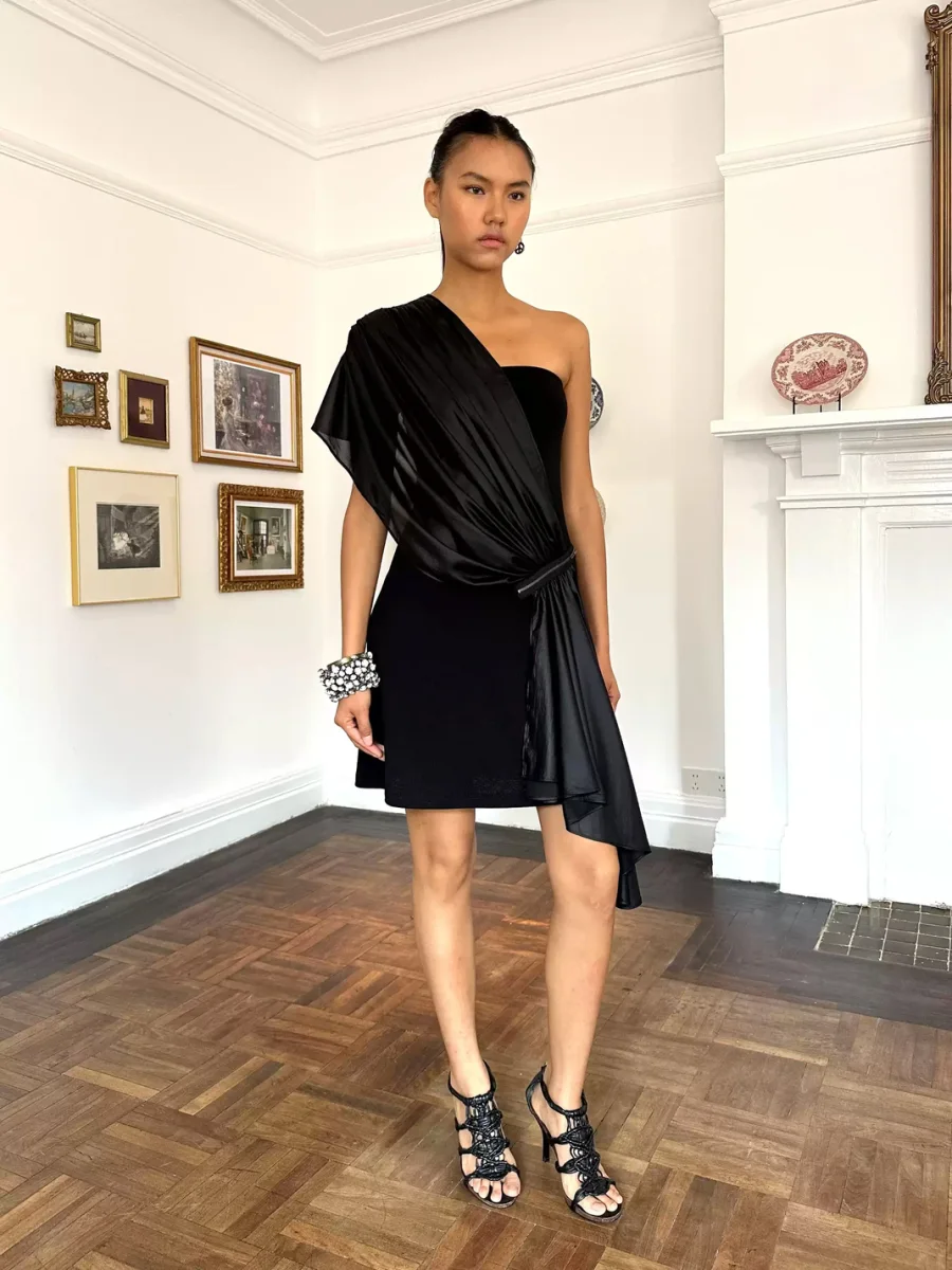 HOL!DAY | Draped Ruched Coated Chiffon Strapless Zipper Dress - 2