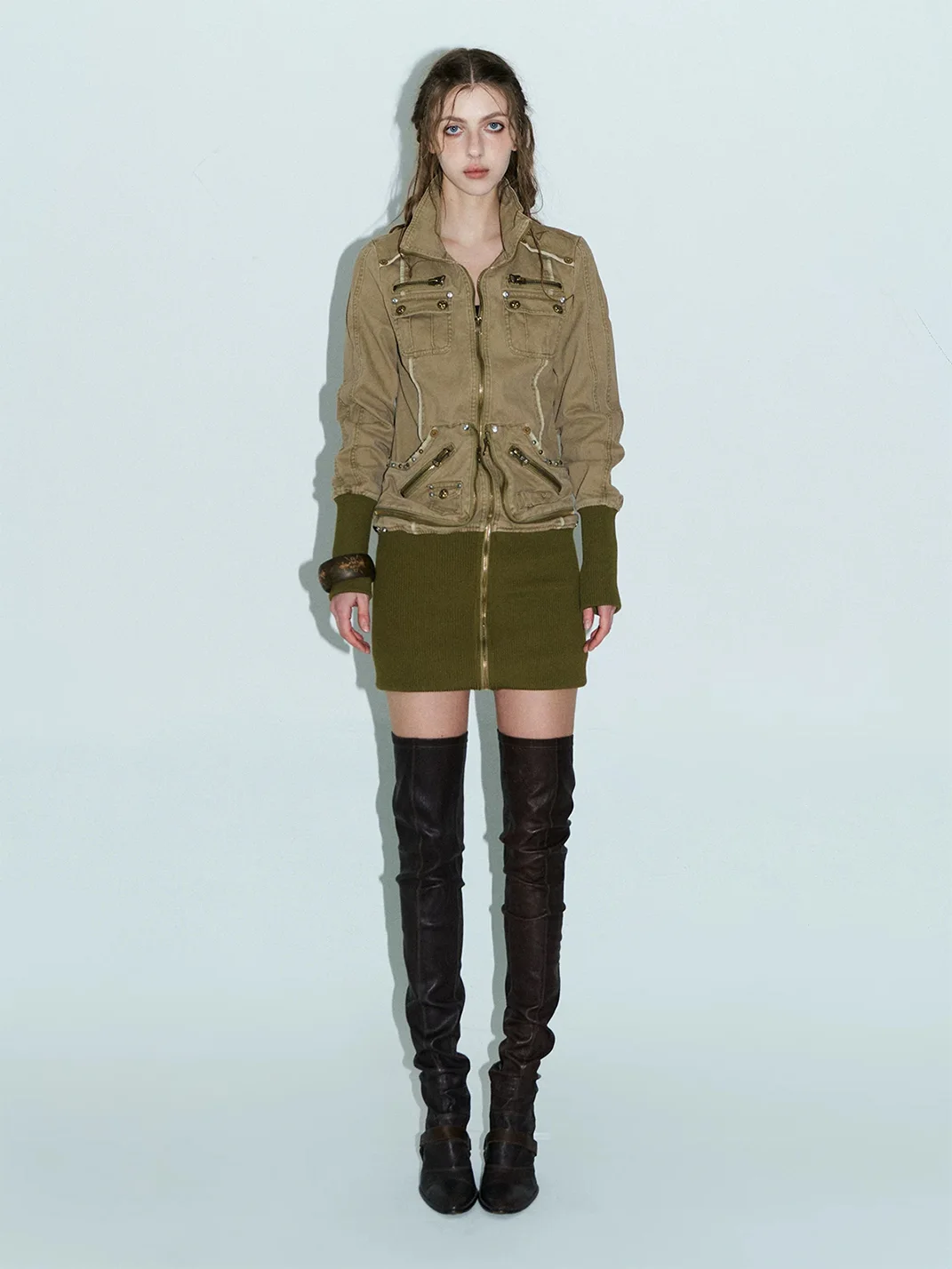 NINETYNINE PERCENT | Washed Riveted Multi-Pocket Utility Dress