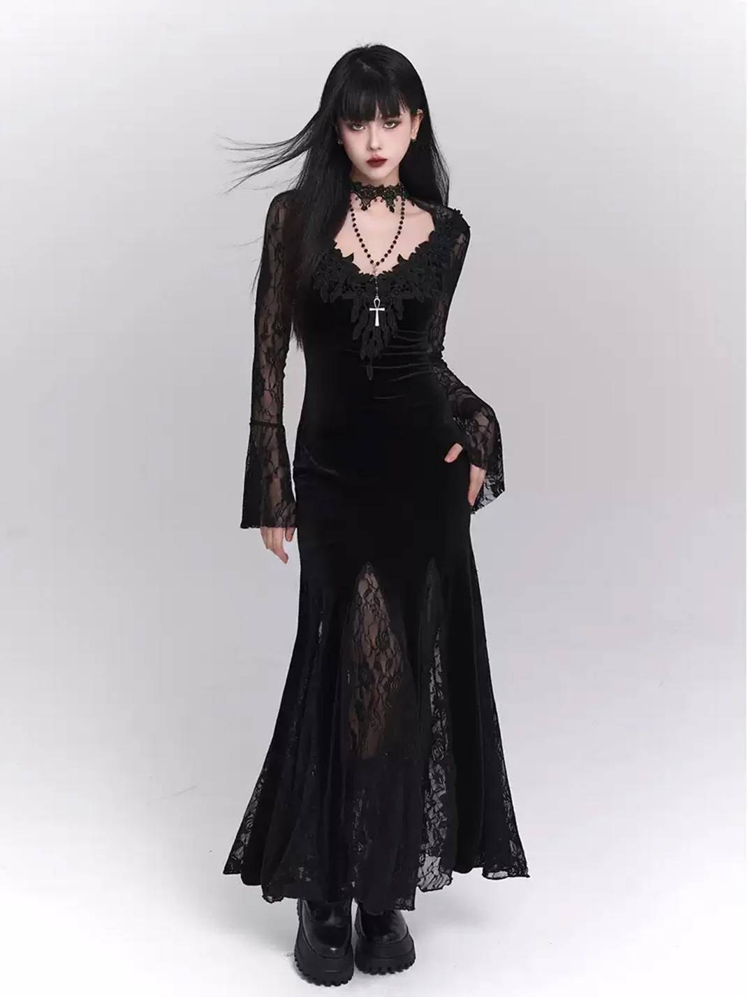 LADYGHOST | Gothic Mermaid Maxi Dress