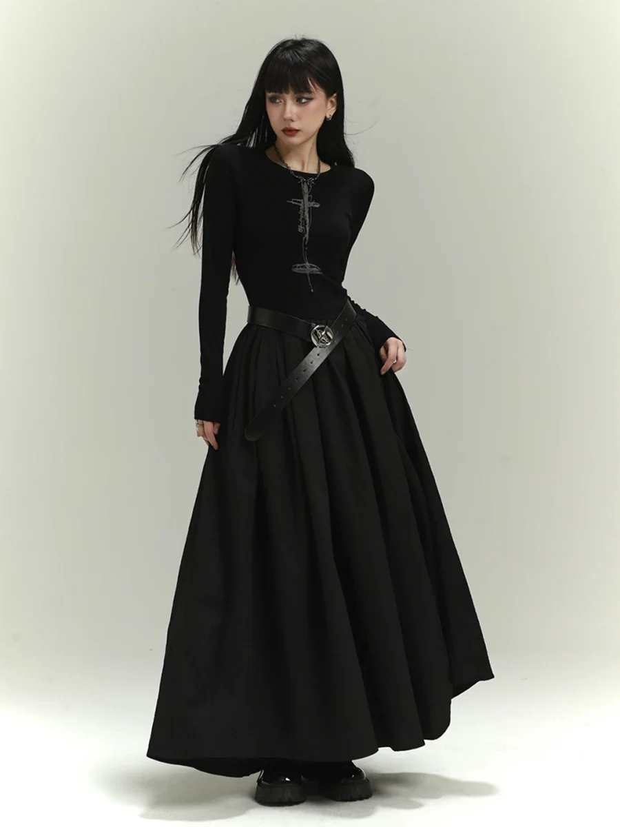 LADYGHOST | Black Gothic Full-Skirt Maxi Dress - 3