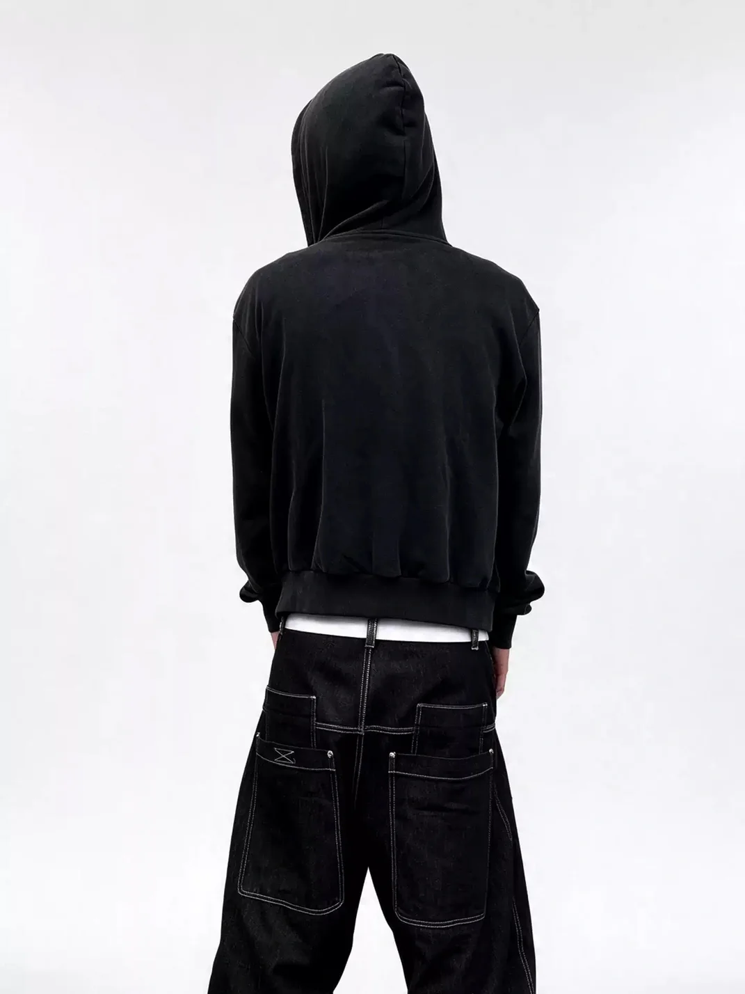 LuuuCam | Washed Alien Graphic Cropped Zip-Up Hoodie