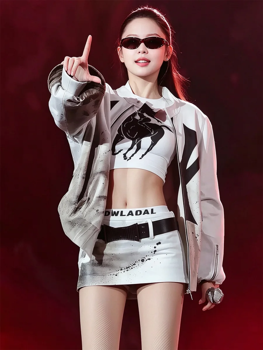 GDNH | Printed Cropped T-Shirt And Low-Rise Mini Skirt Set - 2