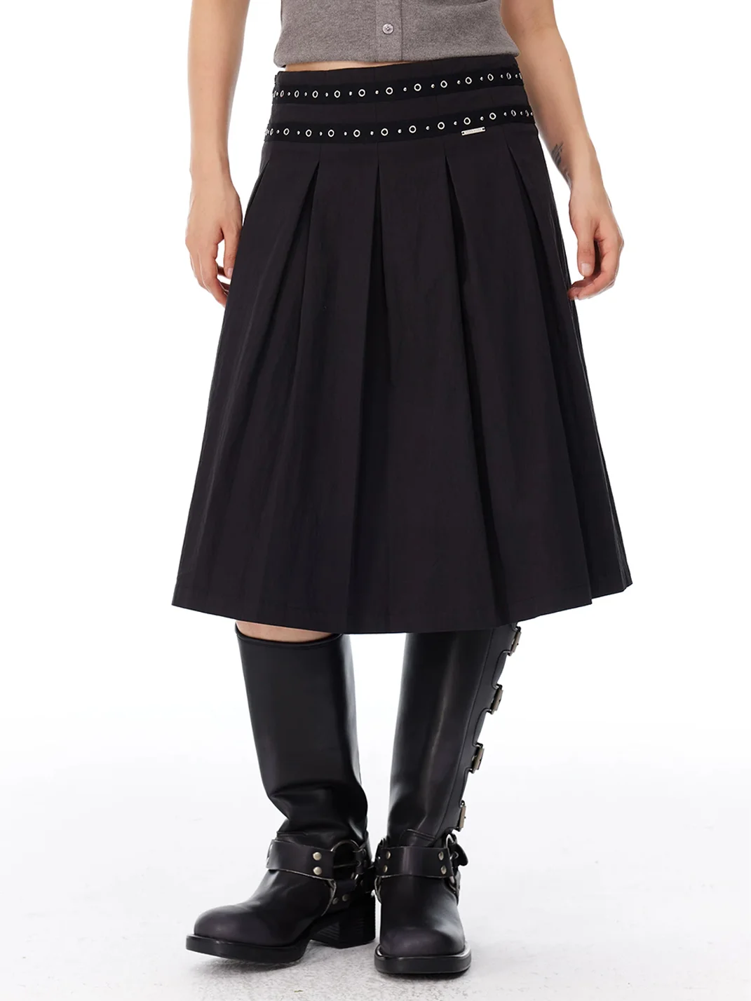 HORAHORA | Black Utility Jacket And A-Line Skirt Set